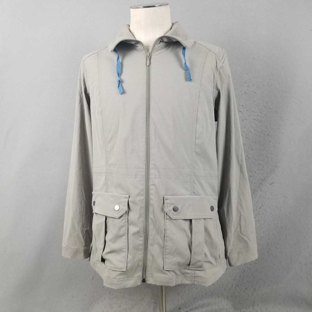 Duluth Trading Co Jacket Mens Large Gray Windbreaker Nylon Lightweight Utility
